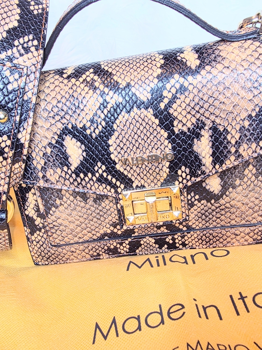 Valentino By Mario Valentino Titti Python Embossed Leather Top-Handle/Crossbody - Picture 9 of 13